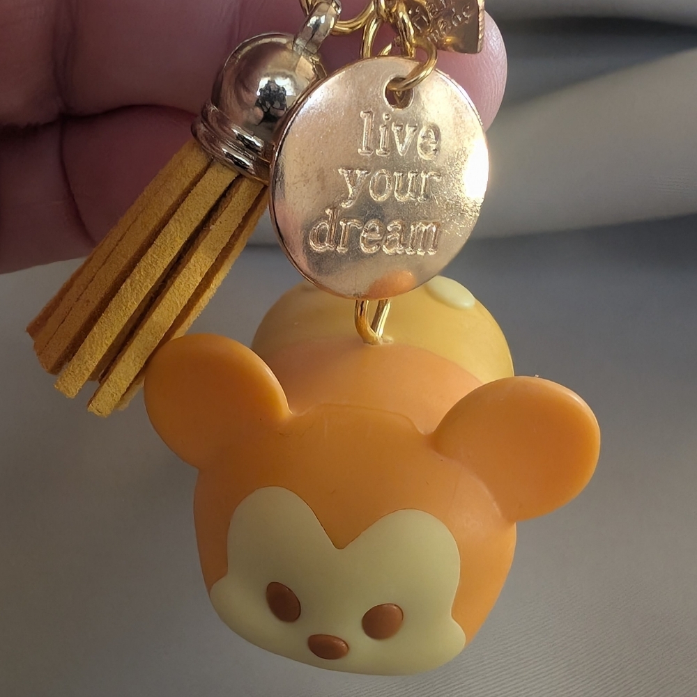Upcycled Orange Mickey Mouse Keychain Bagclip